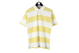 Vintage Yves Saint Laurent Polo T-Shirt Medium YSL yellow white 90s retro classic luxury shirt