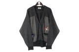 Vintage Carlo Colucci Cardigan XLarge gray 90s retro deep v-neck jumper made in Germany pullover