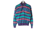 Vintage Paul & Shark Sweater Small striped pattern long sleeve collared jumper sweatshirt made in Italy pullover 90s