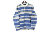 Vintage Guinness Rugby Shirt Women’s XLarge striped pattern blue gray collared sweatshirt 90s