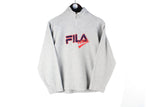 Vintage Fila Fleece Women’s Medium / Large gray USA big logo 90s retro classic ski style sweater pullover