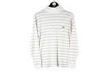 Vintage Lacoste Sweatshirt Women’s Medium turtleneck jumper striped pattern small logo 90s Izod rare made in France sweater