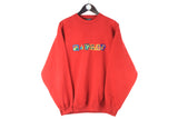 Vintage Naf Naf Sweatshirt Medium red big logo embroidery 90s retro sport jumper crewneck