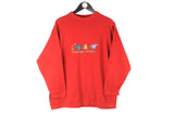 Vintage United Colors of Benetton Sweatshirt Women’s Medium red 90s retro crewneck sport style big logo multicolor sport jumper