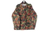 Vintage Military Jacket Medium / Large camo army swiss 90s 80s retro rare camouflage windbreaker heavy cotton green red