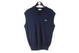 Vintage Lacoste Vest Medium navy blue 90s retro sleeveless jumper wool sweater pullover