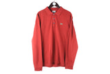 Vintage Lacoste Long Sleeve Polo T-Shirt Large rugby shirt red small logo casual classic jumper collared sweatshirt 00s