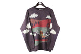 Vintage Sweater Medium purple 90s retro crewneck pullover jumper embroidery hunting logo