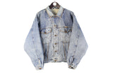 Vintage Wrangler Denim Jacket Large blue heavy denim coat jeans wear USA classic style washed jeans