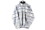 Vintage Fleece 1/4 Zip Medium abstract pattern 90s retro winter ski jumper