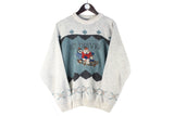 Vintage Liberty Sweater Medium gray 90s retro Ice Driver ski style jumper cozy