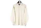 Vintage Paul & Shark Long Sleeve Polo T-Shirt Medium beige 90s collared sweatshirt retro style made in Italy