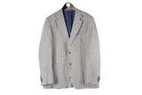 Suitsupply Blazer XLarge plaid pattern authentic pure linen jacket luxury 2 buttons classic