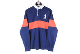 Hackett Rugby Shirt Medium blue red 90s collared long sleeve t-shirt