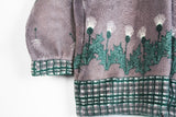 Vintage Floral Print Fleece Full Zip Women's Large