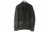 Vintage AllSaints Leather Jacket Medium brown heavy coat blazer suede style streetwear
