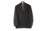 Vintage Karl Lagerfeld Blazer Large wool tweed style luxury jacket plaid pattern 90s