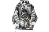 Vintage Wolf Fleece Full Zip Small animal dog pattern authentic 90s retro nature print sweater