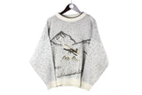 Vintage Esco Sweater Medium gray plane ski style 90s 80s retro jumper classic crewneck pullover