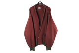 Vintage Carlo Colucci Cardigan Sweater XXLarge red 90s made in West Germany deep v-neck jumper