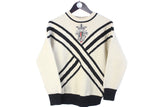 Vintage Gianfranco Ferre Sweater Small beige big logo 90s retro pullover wool jumper authentic made in Italy