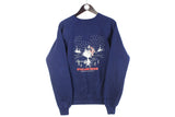 Vintage Snoopy Sweatshirt Large navy blue 90s style and grace crewneck jumper cartoon pullover