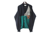 Vintage Iceberg Cardigan Sweater XLarge blue 90s retro made in Italy pullover luxury