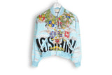Vintage Moschino Jeans jacket women's blue bomber Cloud Baroque Print blazor tree