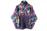 Vintage Cats Fleece Full Zip Small purple multicolor retro 90s sweater