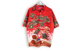 vintage red bright hawaii shirt turtle pattern ocean sea