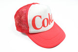 Vintage Coca-Cola Trucker Cap white red big logo 80s 70s COKE Hat