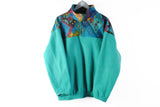 Vintage Fleece 1/4 Zip Small / Medium green multicolor retro 90s wear