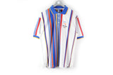 Vintage Sydney 2000 Olympic Games Polo T-Shirt Large multicolor white blue striped pattern