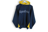 vintage reebok big logo yellow blue hoodie