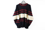 Vintage Valentino Sweater XLarge made in Hong Kong multicolor big logo retro 80s jumper classic luxury wear
