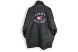 vintage black tommy hilfiger big logo bootleg jacket