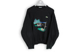 Vintage Lacoste Sweatshirt Medium big logo golf black cotton