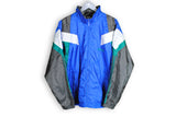 Vintage Adidas Track Jacket Large blue gray polyester sport coat