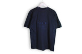 Vintage Chanel Embroidery Logo Bootleg T-Shirt Large blue big logo