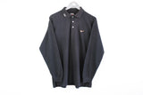 Vintage Nike Rugby Shirt Medium gray black retro 90s sweatshirt small swoosh logo