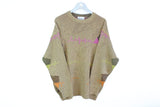 Vintage Carlo Colucci Sweater XLarge brown impulse heart retro style 90s made in Germany wool cardigan
