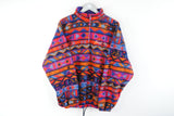 Vintage Fleece Sweater Medium multicolor red orange purple 1/4 zip