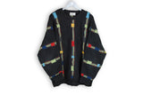 vintage carlo colucci sweater navy blue multicolor heavy winter warm wear