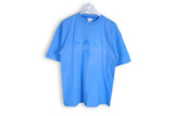 Vintage Chanel Embroidery Logo Bootleg T-Shirt Large blue big logo