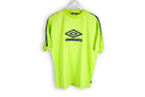Vintage Umbro T-Shirt Medium green big logo neon