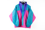 Vintage K-Way Jacket Small purple green raincoat windbreaker 90s international