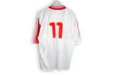 Vintage Adidas Jersey T-Shirt XLarge football 11 tee red white retro 90s polyester shirt