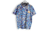 vintage ADIDAS TAKE-OFF Miracle Polo T-Shirt blue abstract pattern