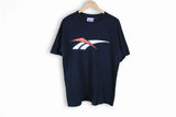vintage big logo navy blue reebok t-shirt