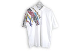 vintage hugo boss polo t-shirt abstract pattern white